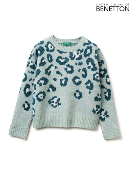 Benetton Blue Leopard Print Knitted Jumper (G50989) | ‏156 ر.ق.
