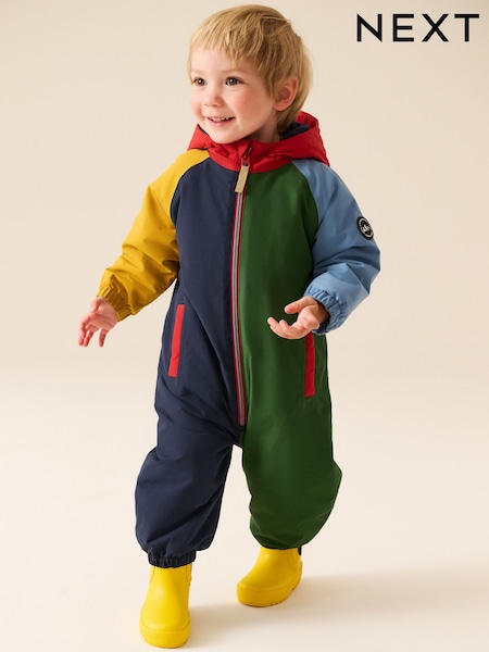 Bloco de cores - Wadded Waterproof Puddlesuit (3mths-7yrs)