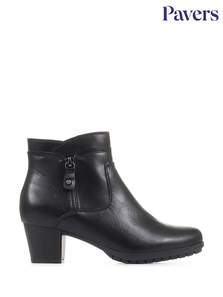 Pavers Black Block Heel Ankle Boots (G51256) | AED280