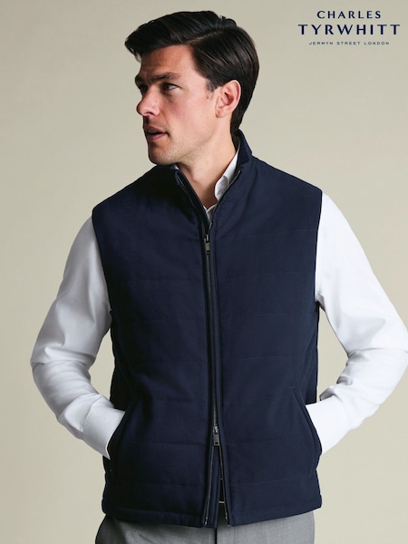 Blue - Regular Charles Tyrwhitt Flannel Quilted Gilet