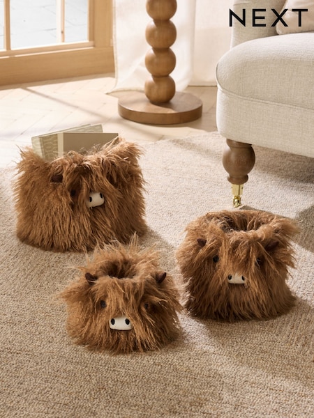 Set Of 3 Hamish The Highland Cow Storage Baskets
