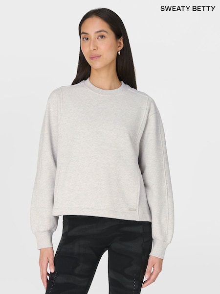 Sweaty Betty Grey Premium Brushed Crew Neck Sweat Top (G51800) | SGD 184