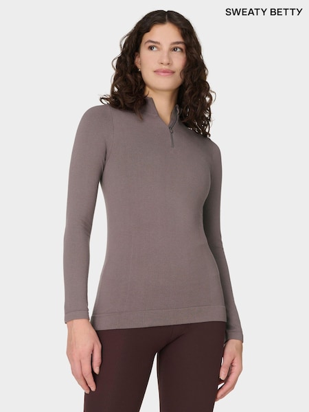 Sweaty Betty Brown Mindful Flex Half Zip Long SLeeve Top (G51850) | €96