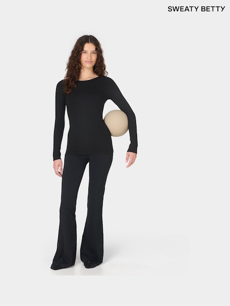 Sweaty Betty Black Mindful Flex Boat Neck Long Sleeve Top (G51858) | €69