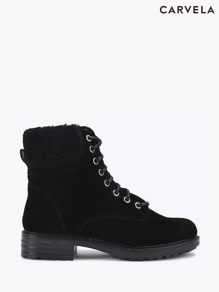 Carvela Comfort Black Russ Lace Up Boots (G51952) | €168