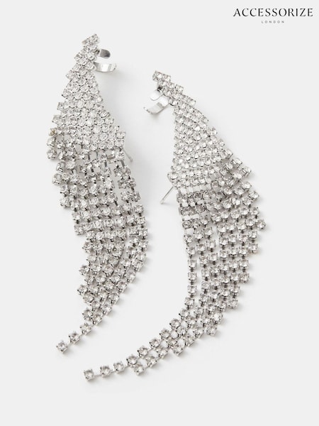 Accessorize Silver Plated Cupchain Climber Drop Earrings (G52354) | €0