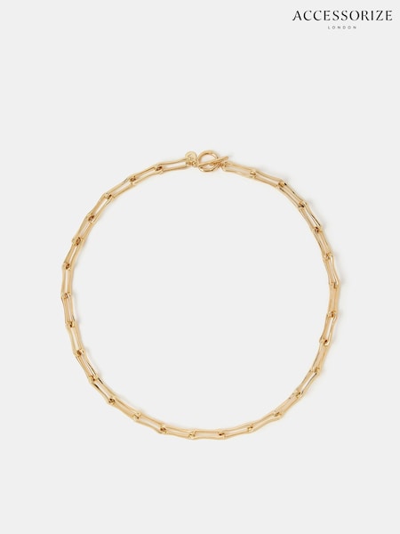 Accessorize 14k Real Gold Plated Paperclip Link Necklace (G52355) | €58