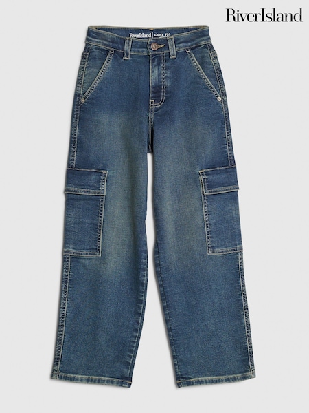 River Island Blue Loose Cargo Pocket Jeans (G52435) | €30