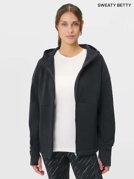 Sweaty Betty Black Tempo Train Zip Up Hoodie (G52598) | €134