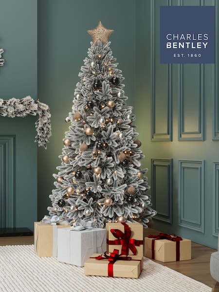 Charles Bentley Green 6ft Pre-Lit Faux Hinged Snowy Christmas Tree (G52685) | AED1,019