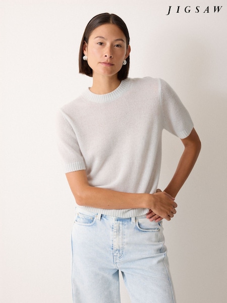 Jigsaw Grey Cloud Cashmere T-Shirt (G52743) | €178