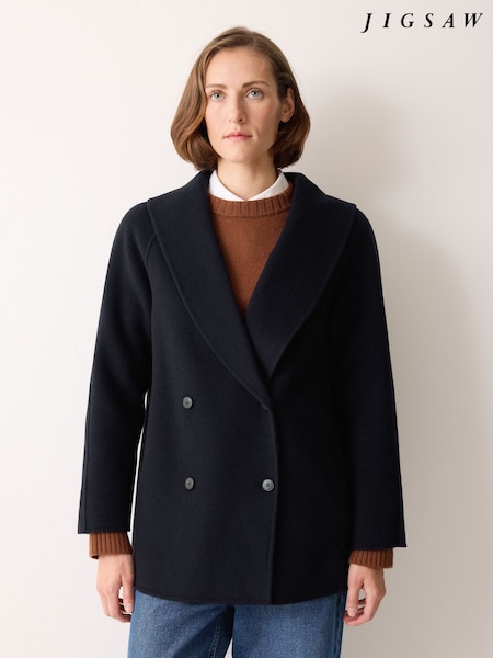 Jigsaw Blue Double Faced Shawl Coat (G52762) | AED1,893