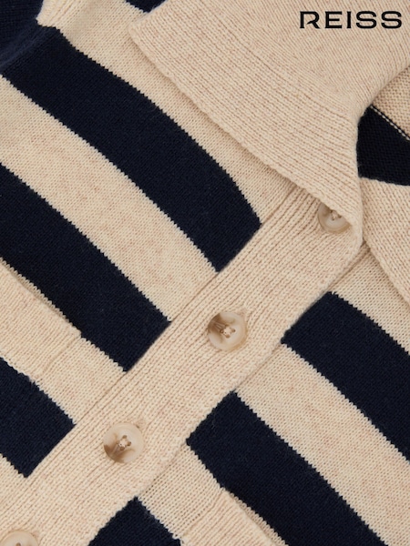 Reiss Thalia Cotton-Blend Stripe Cardigan with Wool (G52805) | 429 LEI