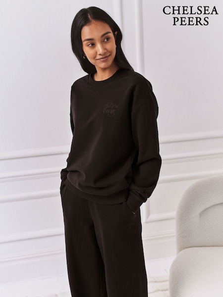 Chelsea Peers Brown Cotton Embroidered Script Logo Sweatshirt (G52855) | R$ 545