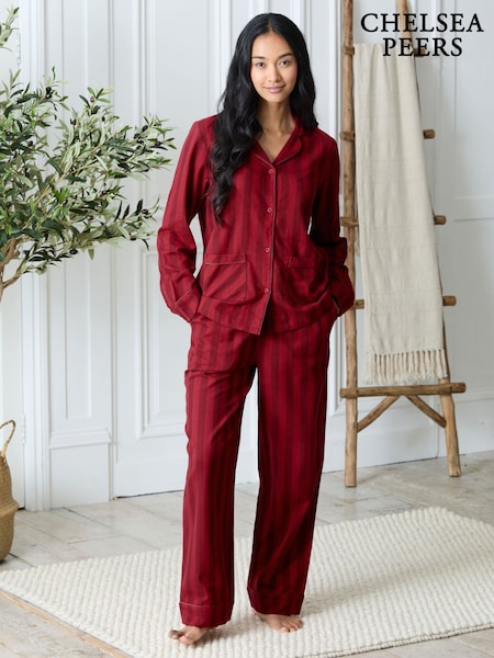 Chelsea Peers Red Cotton Stripe Long Pyjamas Set (G52877) | €83