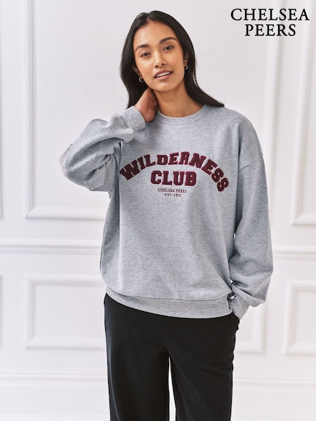 Chelsea Peers Grey Cotton Varisty Embroidered Wilderness Club Sweatshirt (G52897) | R$ 495