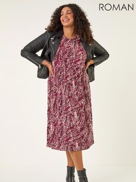 Roman Red Curve Spot Print Stretch Dress (G52902) | 309 QAR