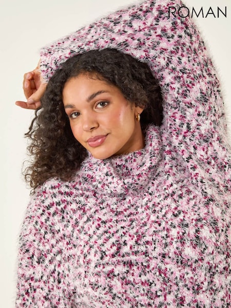 Roman Purple Curve Fluffy Roll Neck Knit Jumper (G52911) | €88