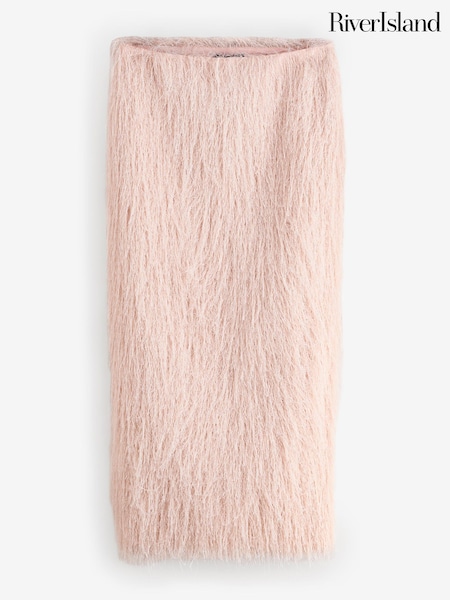 River Island Pink All Over Fringe Maxi Pencil Skirt (G52994) | €78