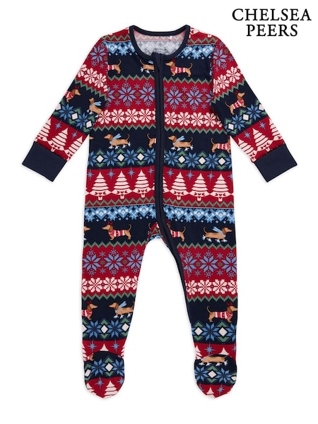 Chelsea Peers Blue Christmas Dog Fair Isle Print Pyjamas (G53054) | €26