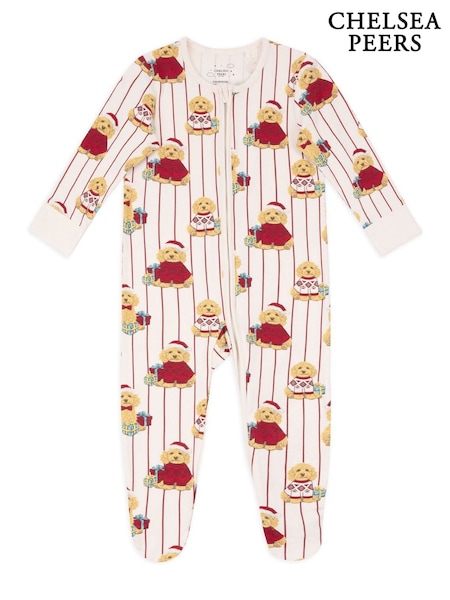 Chelsea Peers Natural Cotton Chip the Christmas Cockapoo Dog Print Pyjamas (G53062) | €28