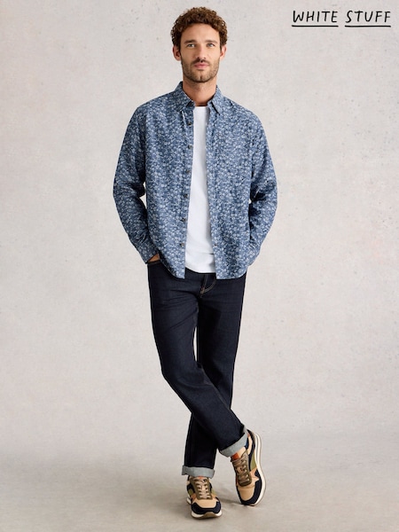 White Stuff Blue Jacquard Floral Shirt (G53155) | AED344