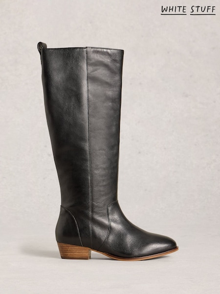 White Stuff Black Wide Fit Leather Knee Boots (G53165) | €179