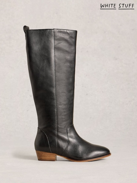 White Stuff Black Willow Leather Knee High Boots (G53174) | €179