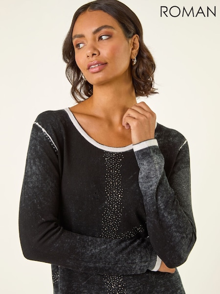 Roman Black Embellished Soft Knit Jumper (G53352) | €58