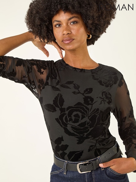 Roman Textured Velvet Stretch Blouse (G53373) | 62 €