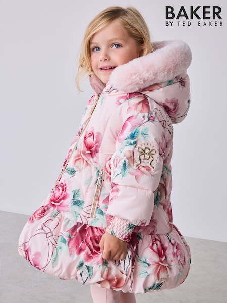 Print - Baker By Ted Baker Shower Resistant Bubble Skirted Padded Coat