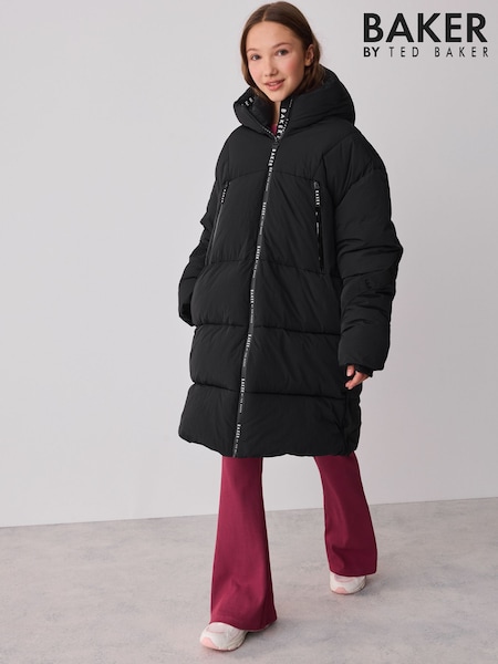 Black - Baker By Ted Baker Shower Resistant Longline Padded Coat