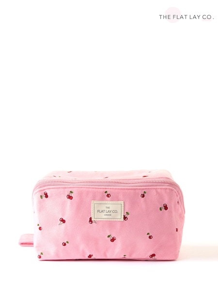 The Flat Lay Co. Embroidered Velvet Open Flat Box Makeup Bag (G53614) | €45