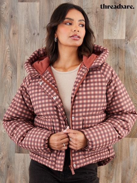 Threadbare Red Gingham Hooded Padded Jacket (G53891) | €88