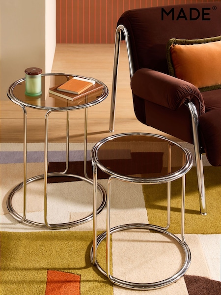 Made.com Piper Amber Glass Nest Of Table