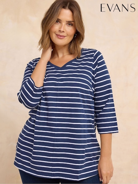 Evans Blue V-Neck Slub T-Shirt (G54022) | €33