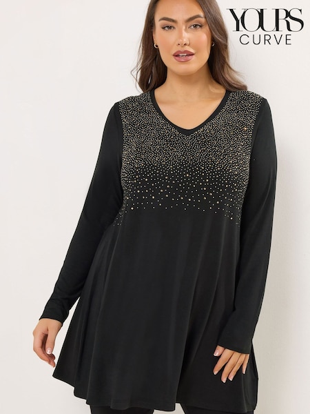 Yours Curve Black Studded Detail Blouse (G54108) | €35
