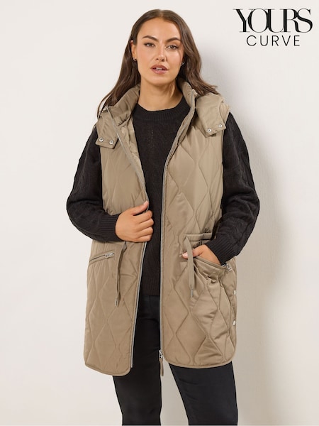 Natural - Yours Curve Quilted Gilet (G54119) | 78 €