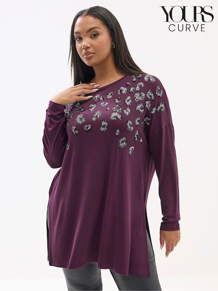 Yours Curve Drop Shoulder Sequin Top (G54143) | ‏140 ر.ق.