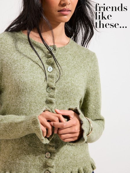 Grønn - Friends Like These Ruffle Detail Cardigan (G54150) | kr597