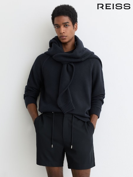 Reiss Navy Newmark Textured Drawstring Shorts (G54351) | €115