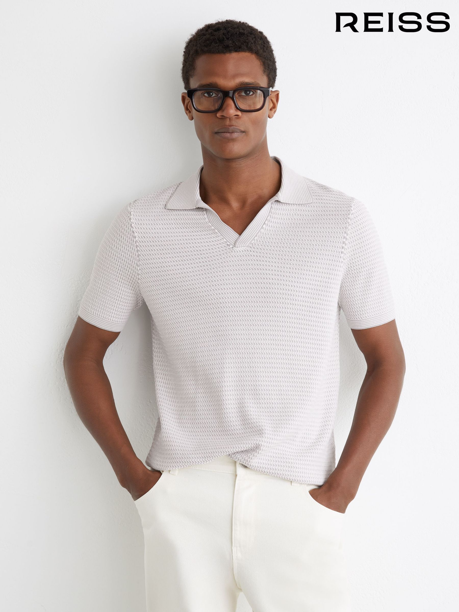 Buy Men's Knitwear Open Collar Textured Online | Next USA