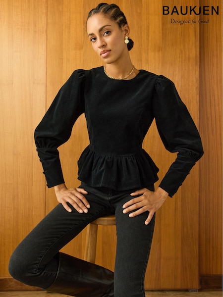 Baukjen Adela Peplum Black Top (G54434) | €184