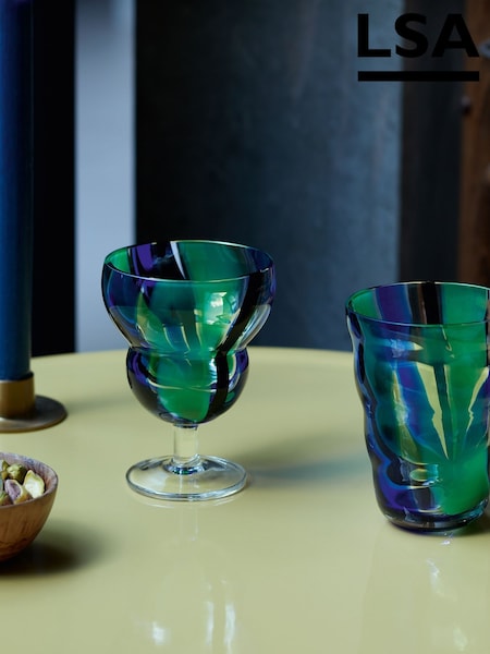 LSA International Set of 2 Blue Folk Water Wine Glasses 230ml (G54472) | €99