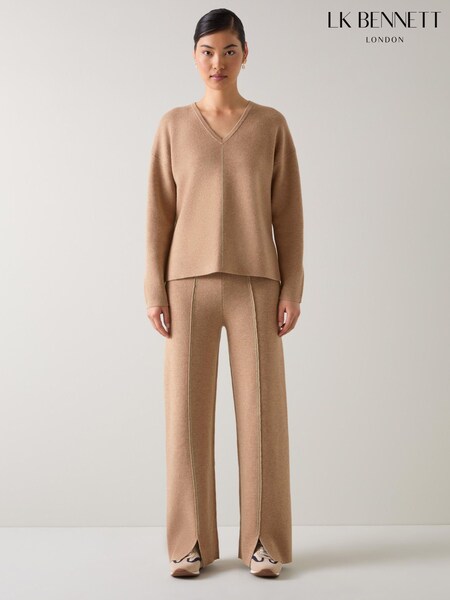 LK Bennett Dee Camel Knitted Drawstring Trousers (G54561) | ‏1,042 د.إ.‏