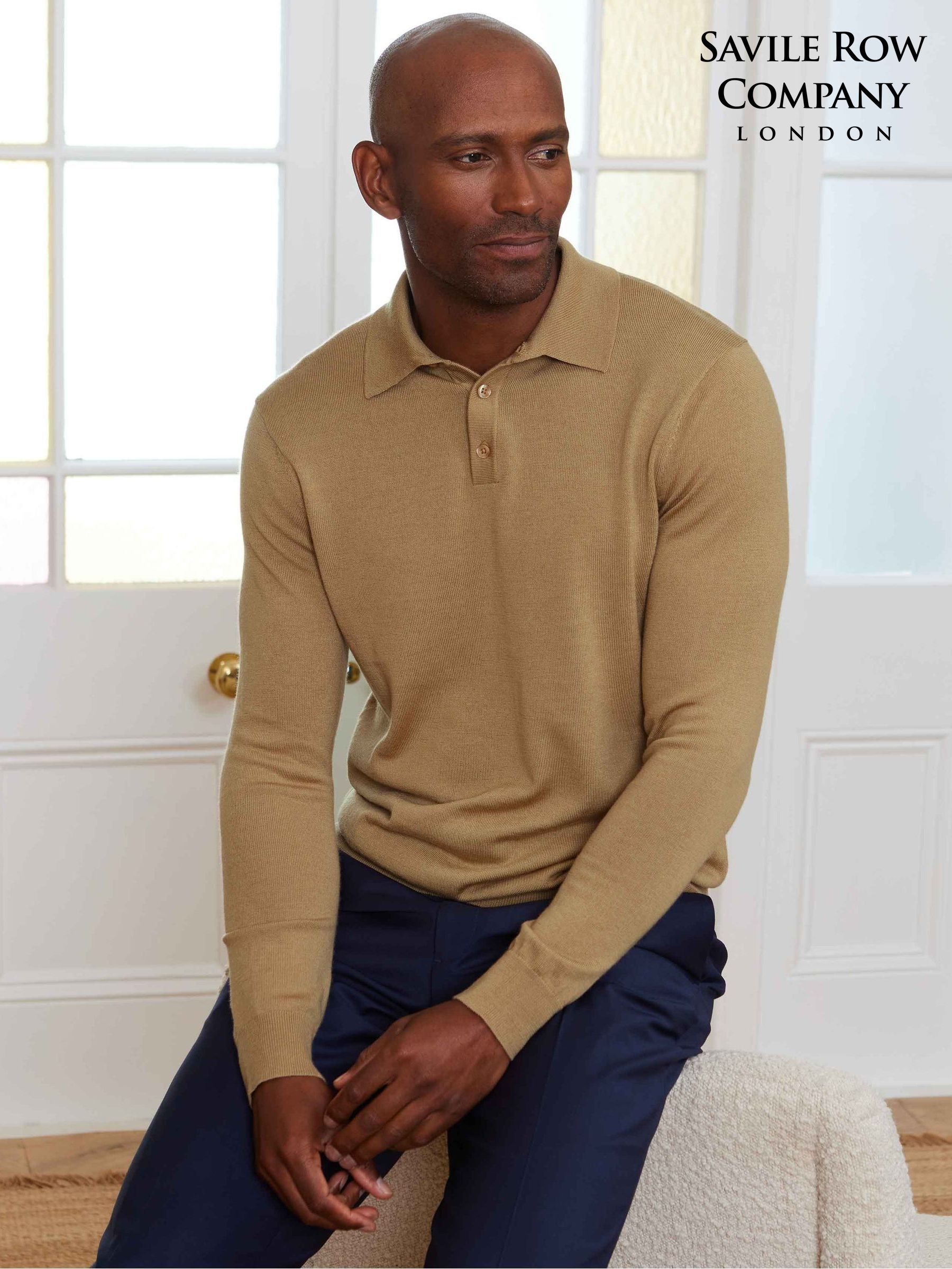 Men's Polo Shirts Long Sleeve Knitted Wool Tops | Next South Africa