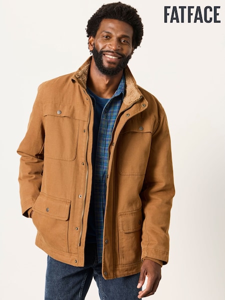 Tan Brown - Regular Fatface Canvas Jacket