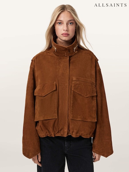 AllSaints Brown Clay Suede Jacket (G54958) | €612