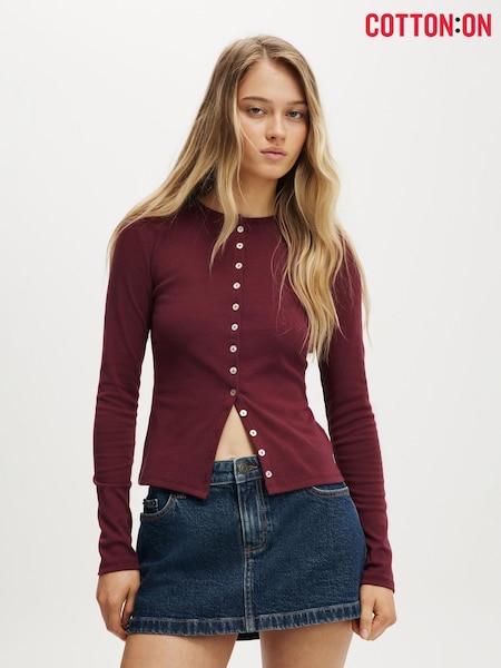 Cotton On Red Bailey Button Detail Cardigan (G55016) | €34
