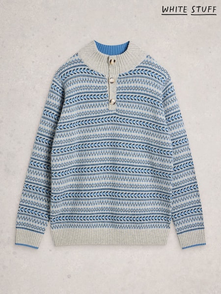 White Stuff Grey Kendal Fairisle Funnel Neck Jumper (G55041) | €106